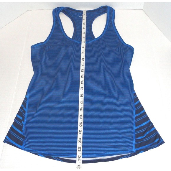 Athleta Women's Mixed Stripe Racer Back Tank Top Size: Small-Blue Style: 138193 - Picture 3 of 8